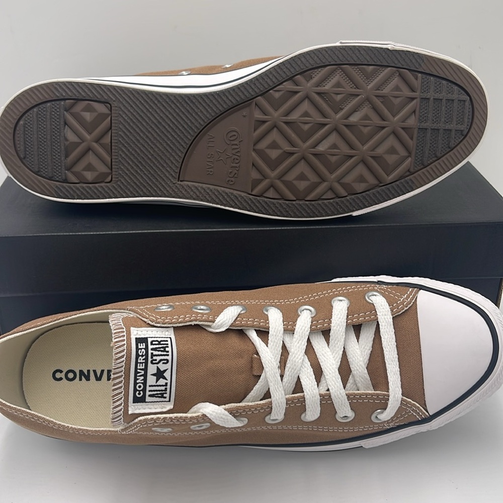 Converse Men’s Brown and White Chuck Taylor All Star Low-Top Sneaker - Hot Tea - Picture 3 of 16